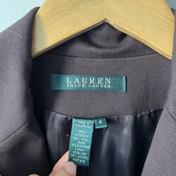 Lauren Ralph Lauren Wool Brown Blazer - size 4 - Picture 7 of 11